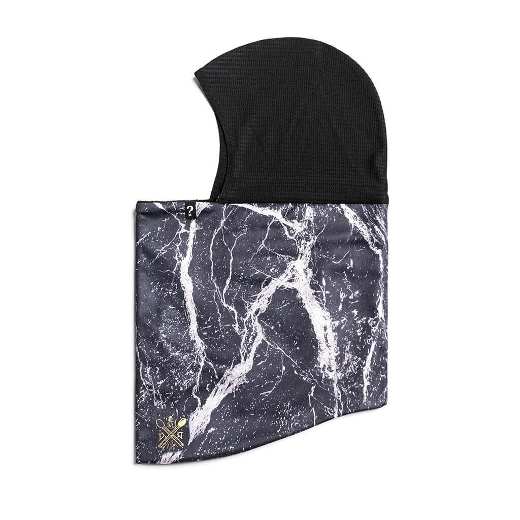 Marmor-Muster Sturmhaube The Mask Monument: Sturmhaube/Neckwarmer mit Marmor-Muster und schwarzem Kopfteil.