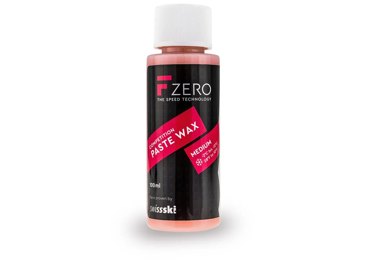 Eine Flasche FZERO Paste Wax Medium für Ski und Snowboard, 100 ml, rote Paste.