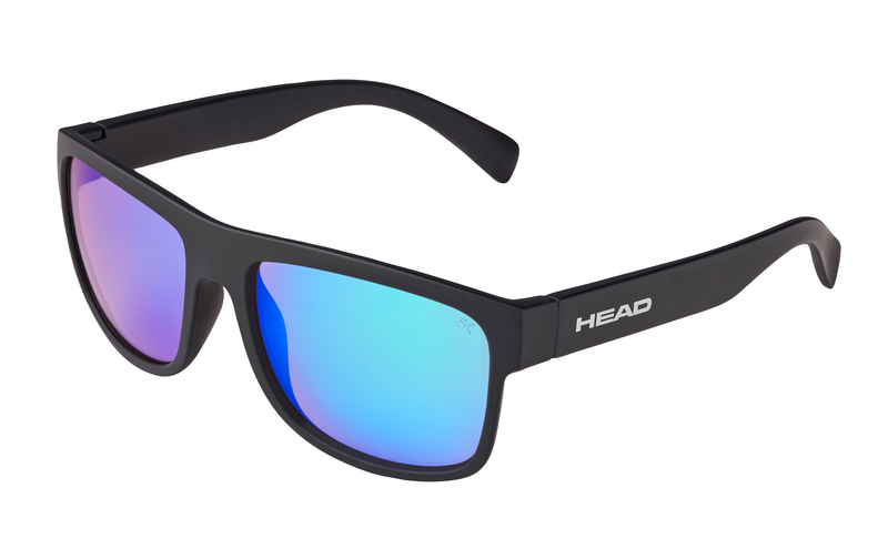 Schwarze Head Signature 5K Photo Sonnenbrille mit blau-violett verspiegelten Gläsern.