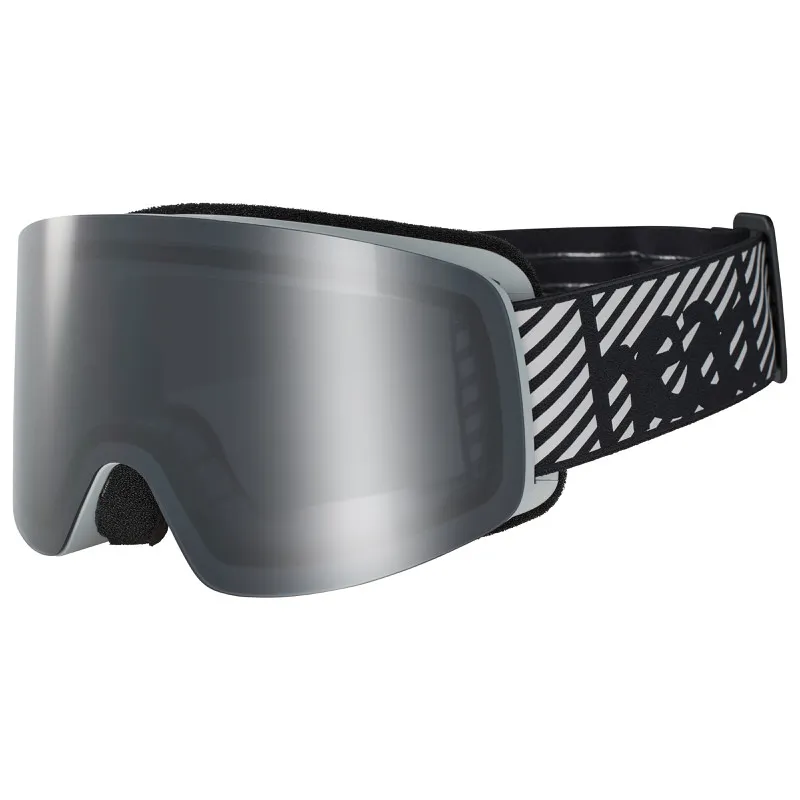 Black Head Infinity ski goggles with a mirrored lens and a black and white patterned strap.