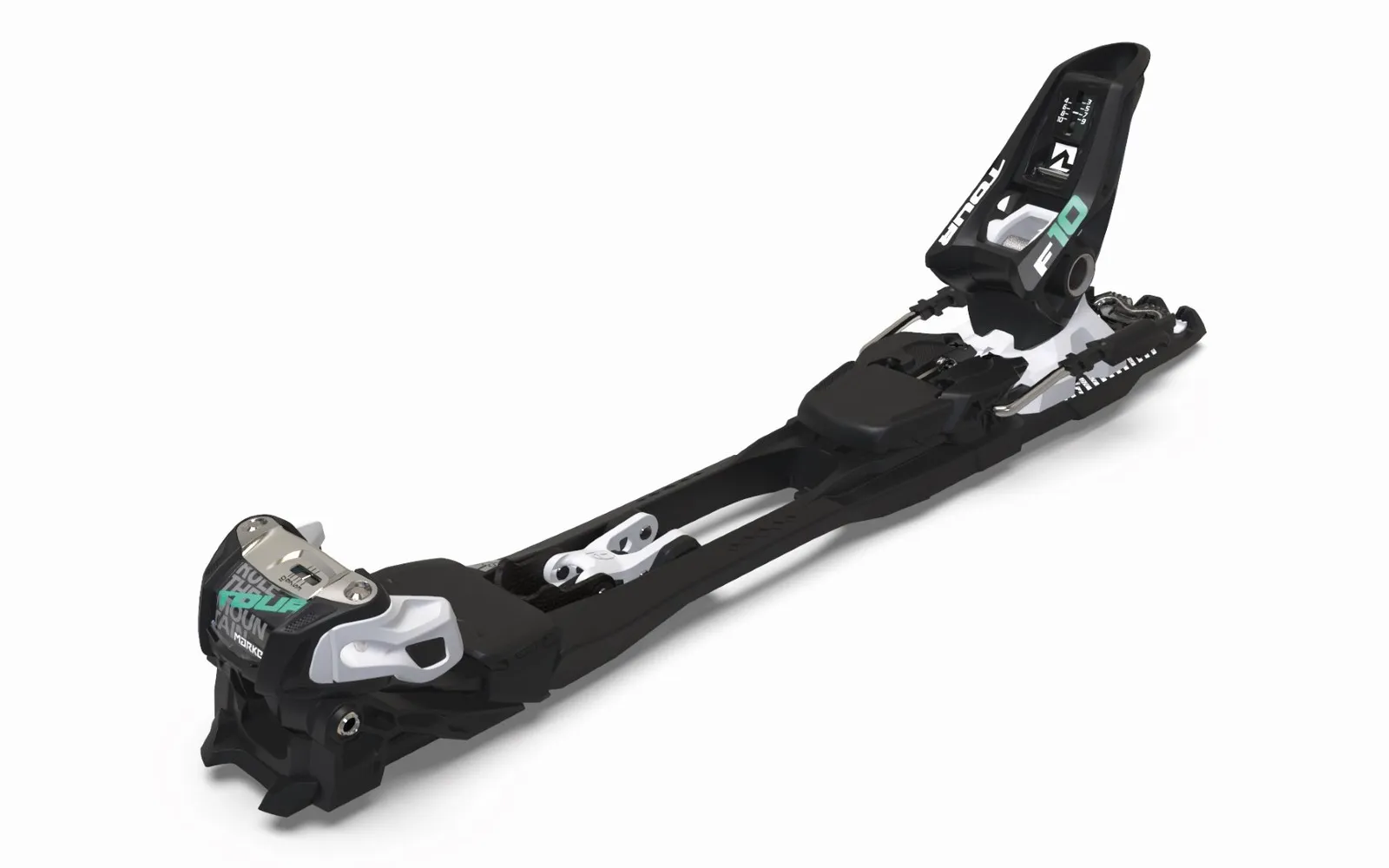 Black Marker F10 Tour ski touring binding in diagonal view against a white background.