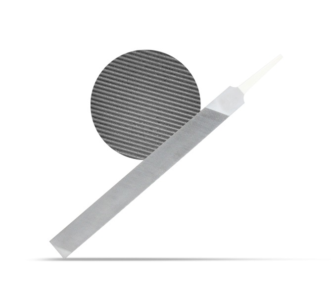 Lime grise de 200mm avec manche et détail de la surface Double Cut.