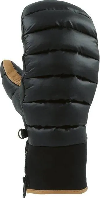Detailed view: Snowlife Sir Victor Mitten, mitten in black with leather details and zipper.