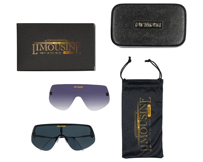 The Exec Limousine Sonnenbrille, Etui, Wechselglas und Beutel.