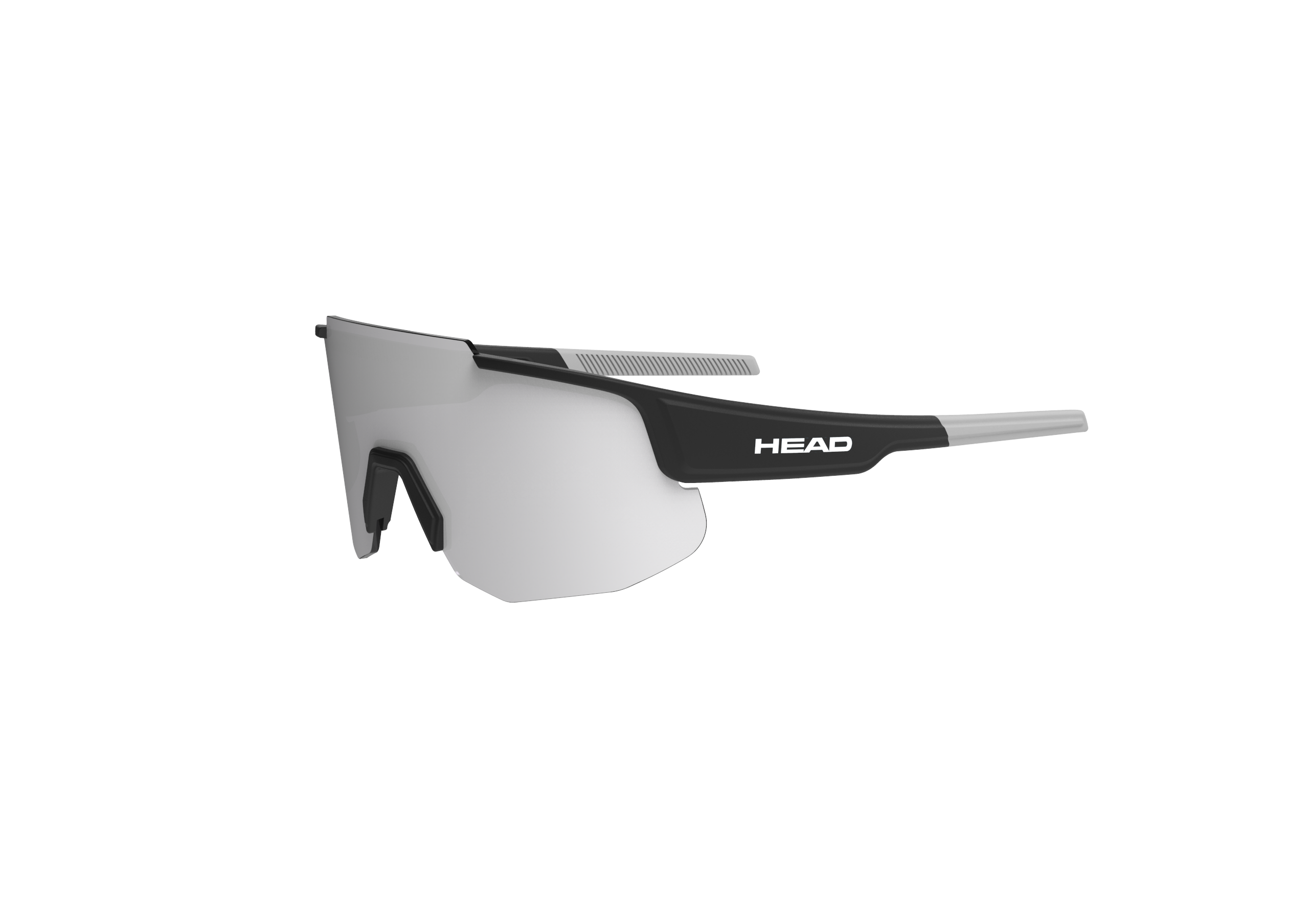 Sonnenbrille Head SUNSHIELD 5K Silver Black von der Seite, silberne Gläser, schwarzer Rahmen.