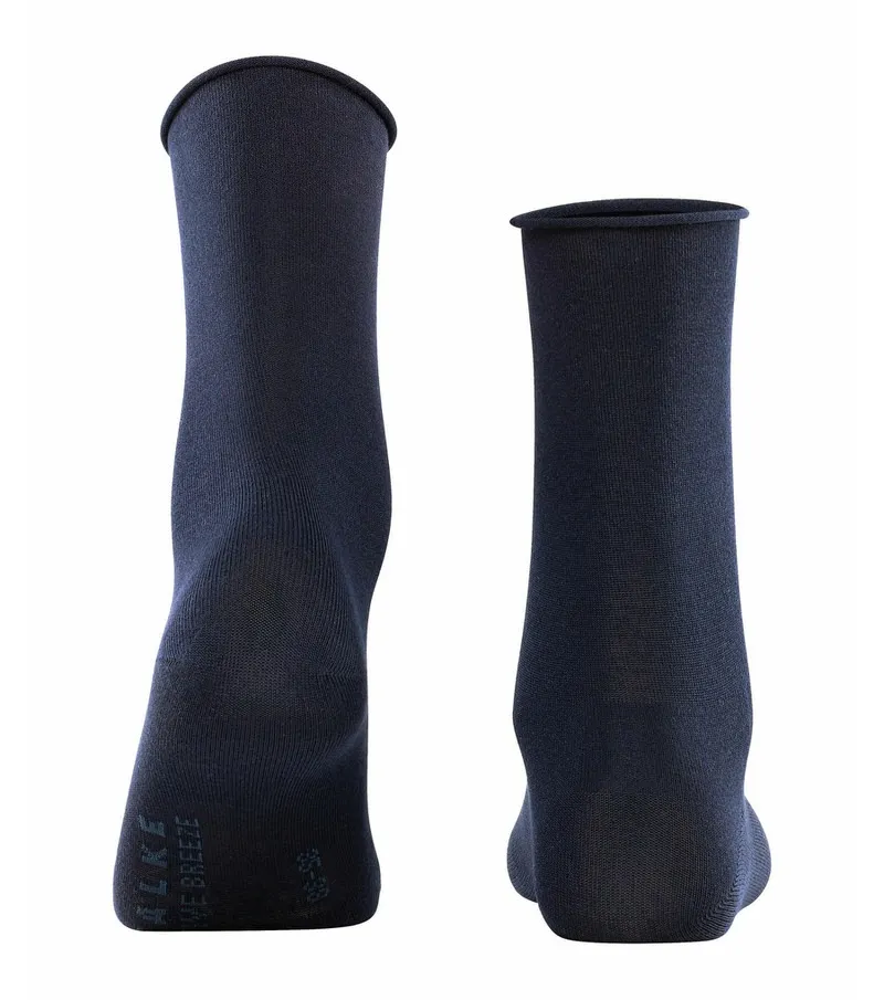 Two dark blue Active Breeze women's socks with rolled cuffs, from the back.