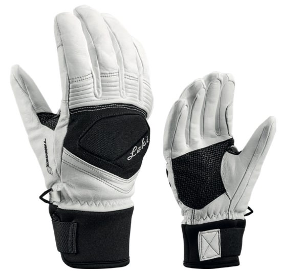 Leki Gants Copper S Lady Gants blancs et noirs Leki Copper S Lady avec les paumes et les doigts vers le haut.