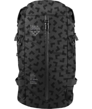Zaino Black Crows Dorsa 27 con motivo chevron scuro e zip.
