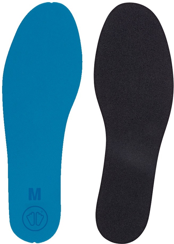 Kit réducteur de volume Paire de réducteurs de volume : bleu avec indication de la taille et symbole des pieds, à côté d'un noir.