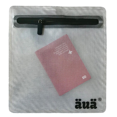 Mini sac transparent avec fermeture éclair et carte, marque Äuä.
