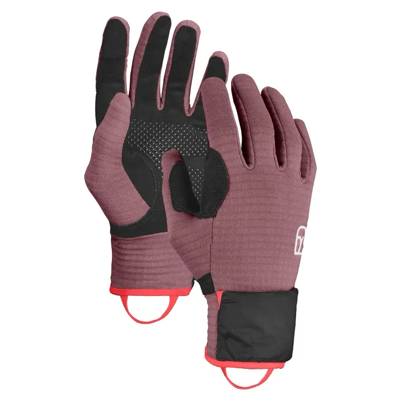 Guanti Mountain Rose Fleece Grid Cover da donna. Primo piano del palmo e del polsino.