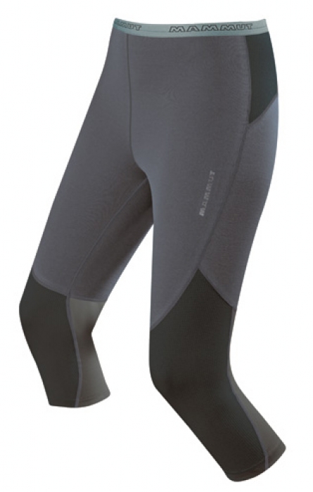 Graue 3/4 lange Funktionsunterhose der Marke Mammut, mit dunkleren Einsätzen an Bund und Knie.