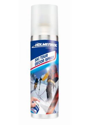 Ski Tour Decor Spray in Spraydose. Auf dem Etikett ist eine Person beim Skifahren zu sehen.