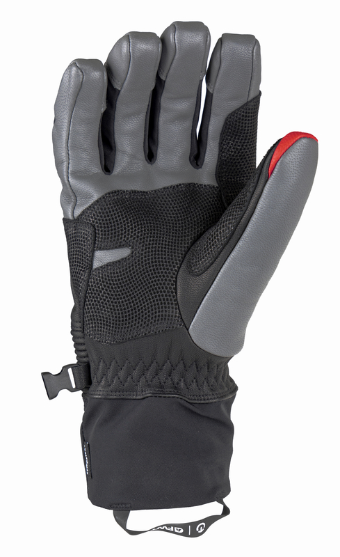Guanti Therm-ic Freeride Guanto Therm-ic Freeride Extra Warm, palmo in su, pelle grigia, rete nera, polsino nero.