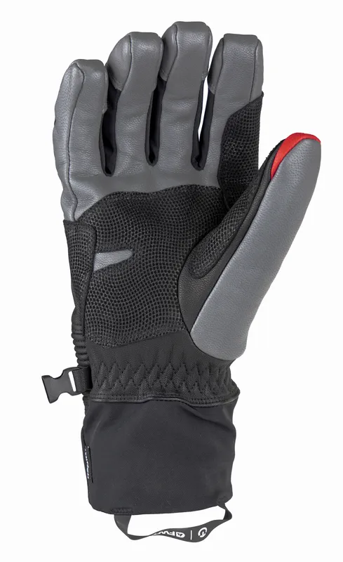 Guanto Therm-ic Freeride Extra Warm, palmo in su, pelle grigia, rete nera, polsino nero.