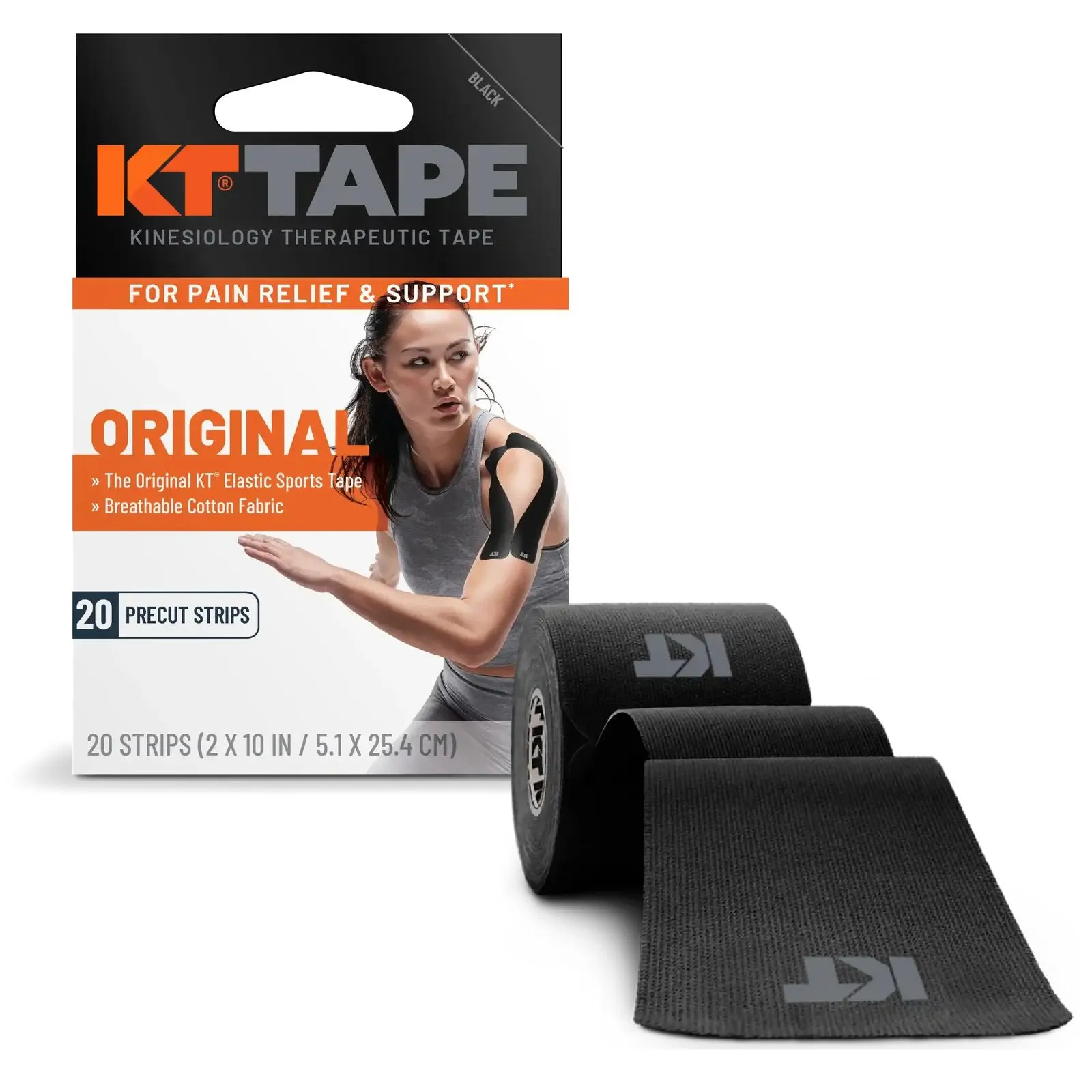 KT Tape Original Black 20 Streifen packung und rolle