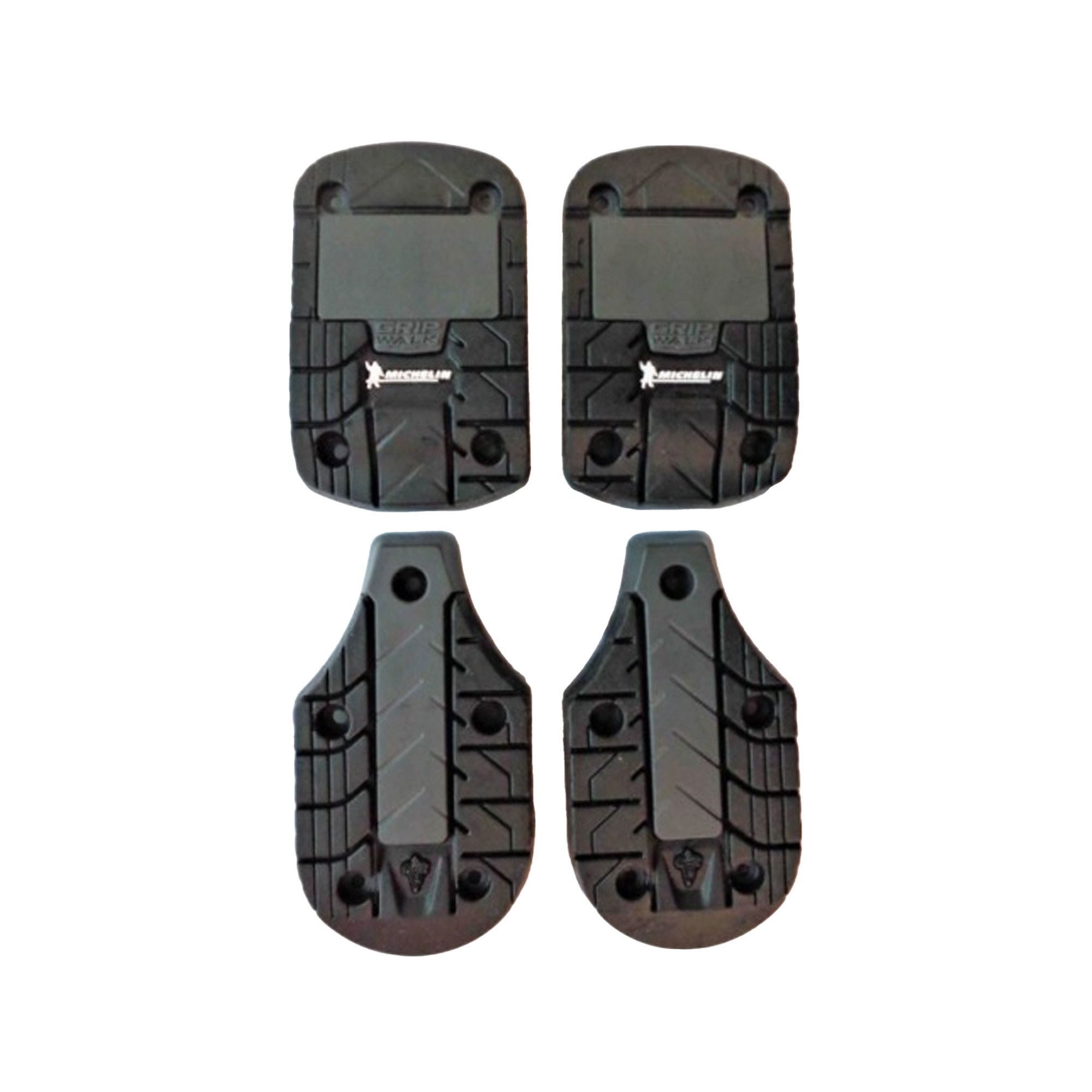 Michelin Gripwalk soles Four Michelin Gripwalk soles for ski boots, two for heel and two for toe, in black with tread.