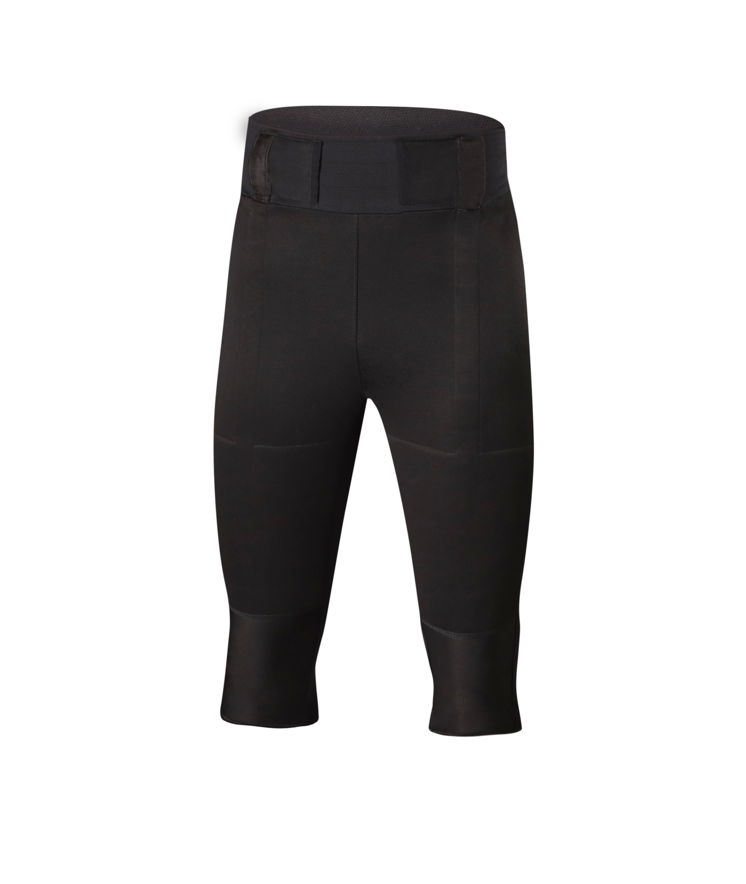 Schwarze Lenz Heat Pant 1.0, eine kurze, beheizte Hose mit breitem Bund zur Akku-Fixierung.