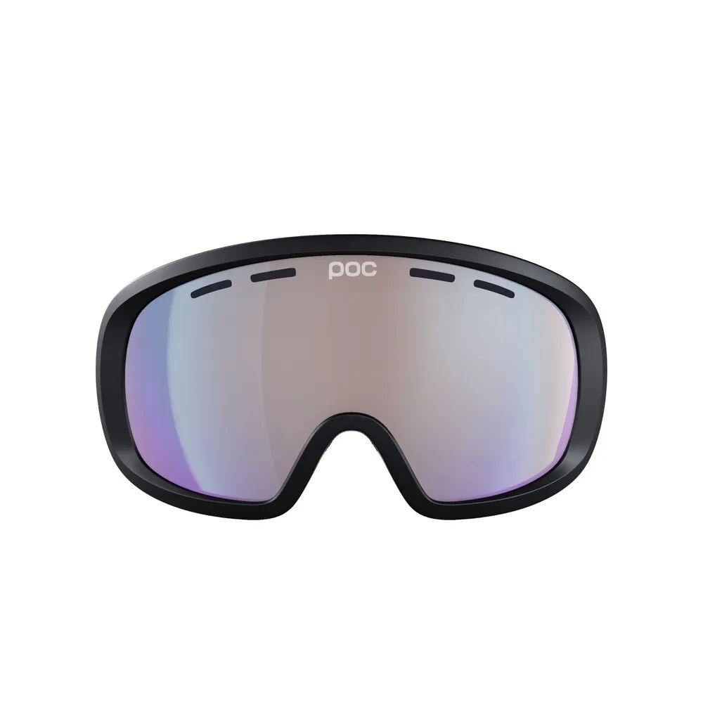 Vue de face des lunettes de ski POC Fovea Clarity Photochromic avec monture noire et lentille photochromique.
