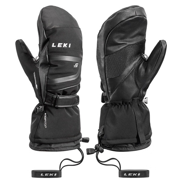 Zwei schwarze Leki Detect XT S Mitt Fäustlinge mit Logo, seitlich ausgerichtet.