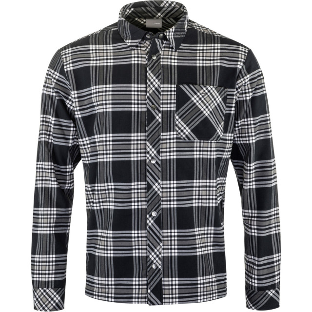 Herren Hemd, Flanellhemd, Karomuster in Schwarz, Grau und Weiß, lange Ärmel, Brusttasche.