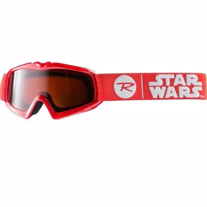 Rote Rossignol Star Wars Skibrille Raffish mit braun getönten Gläsern und dem Star Wars Logo am Band.