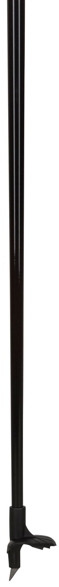 Detailansicht vom unteren Teil eines schwarzen Rossignol Force 7 Skistock mit Teller und Metallspitze.