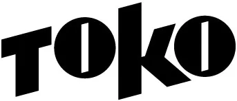 Schwarzes Logo mit dem Wort "TOKO" in einer stilisierten, serifenlosen Schriftart. Die Buchstaben O sind als Kreise mit weißen vertikalen Linien dargestellt.