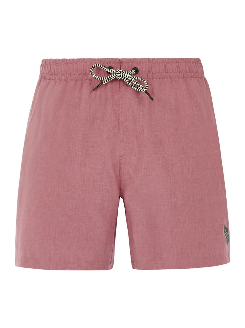 Pinke Protest Davey Badeshorts mit elastischem Bund und Zugband, Frontansicht.