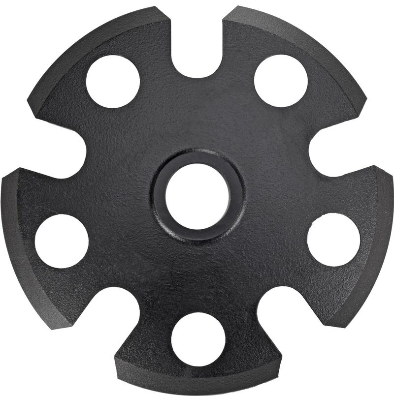 Assiette de randonnée noire Leki  Assiette de randonnée noire Leki, forme ronde avec des encoches et un trou au milieu.