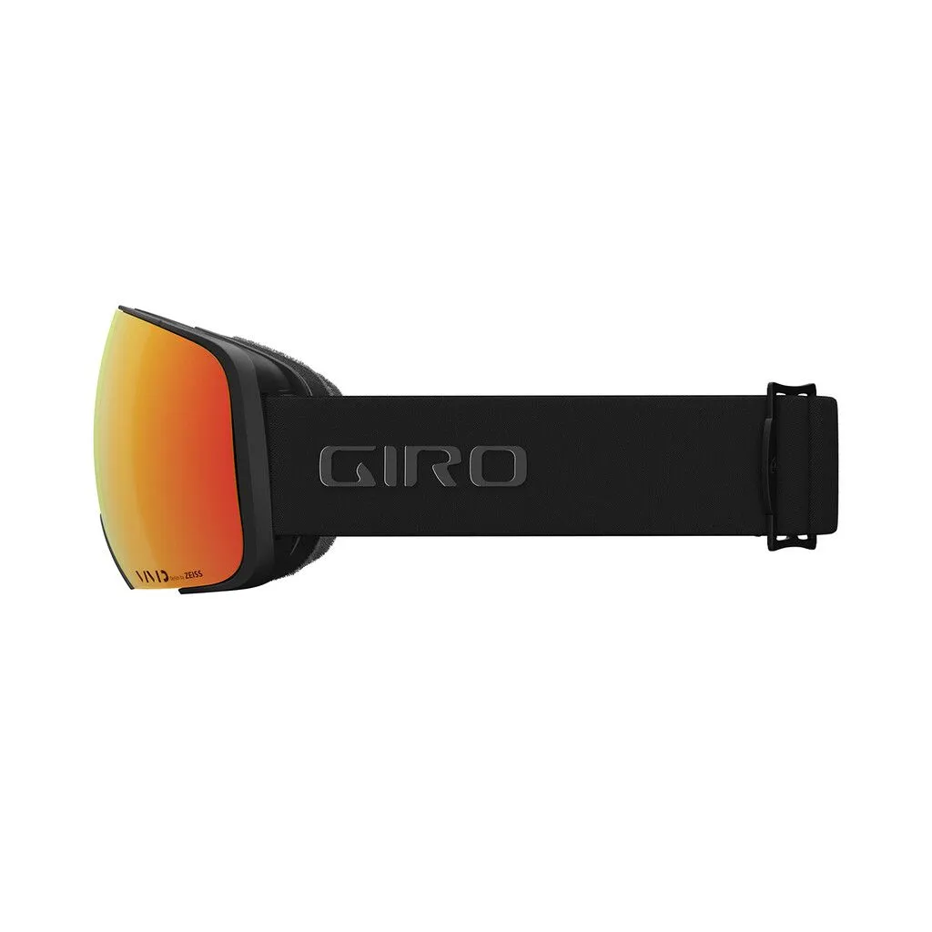 Occhiale Giro Comp Vivid nero con lente arancione e cinturino nero, anteriore e centrale.