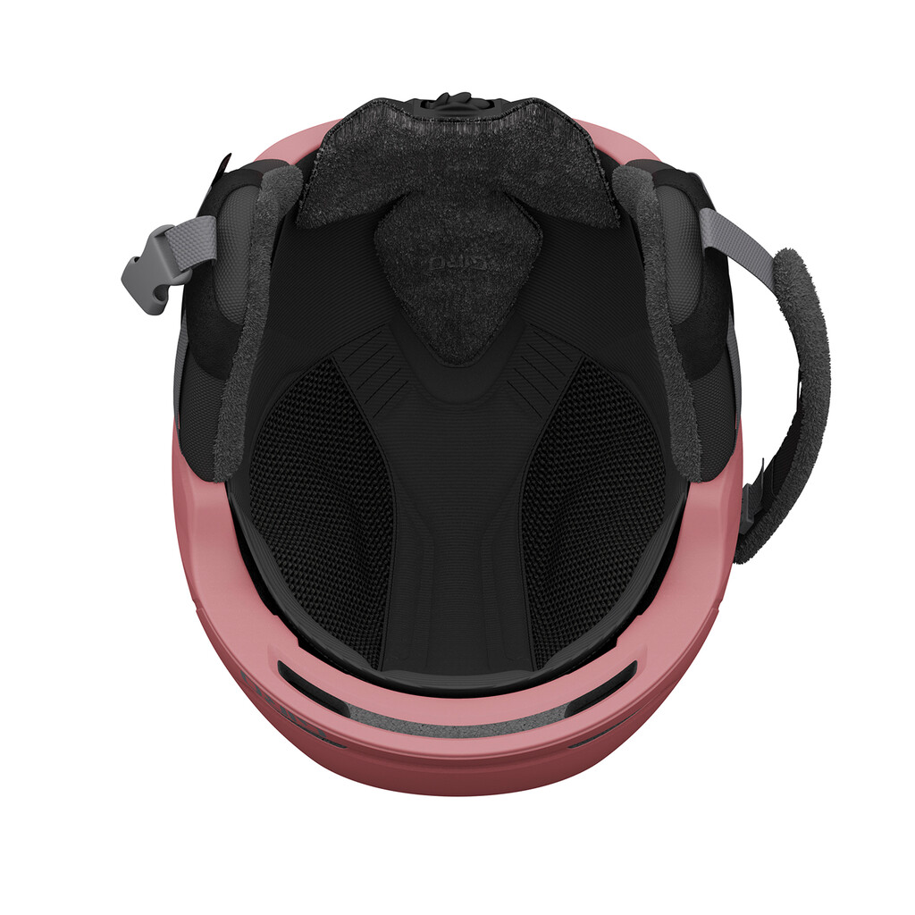 Casque MIPS rose mat Vue détaillée du haut : Matte Rosé Giro Casque Avera MIPS avec intérieur et système de réglage noirs.
