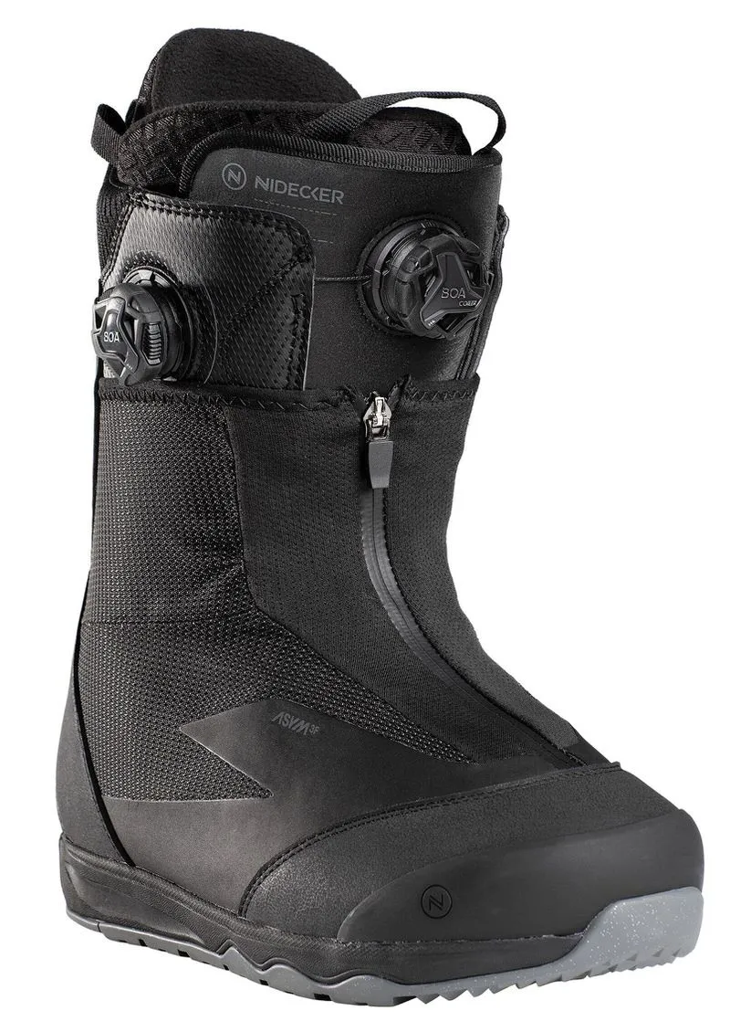 Black Nidecker Index snowboard boot with BOA system and zipper.