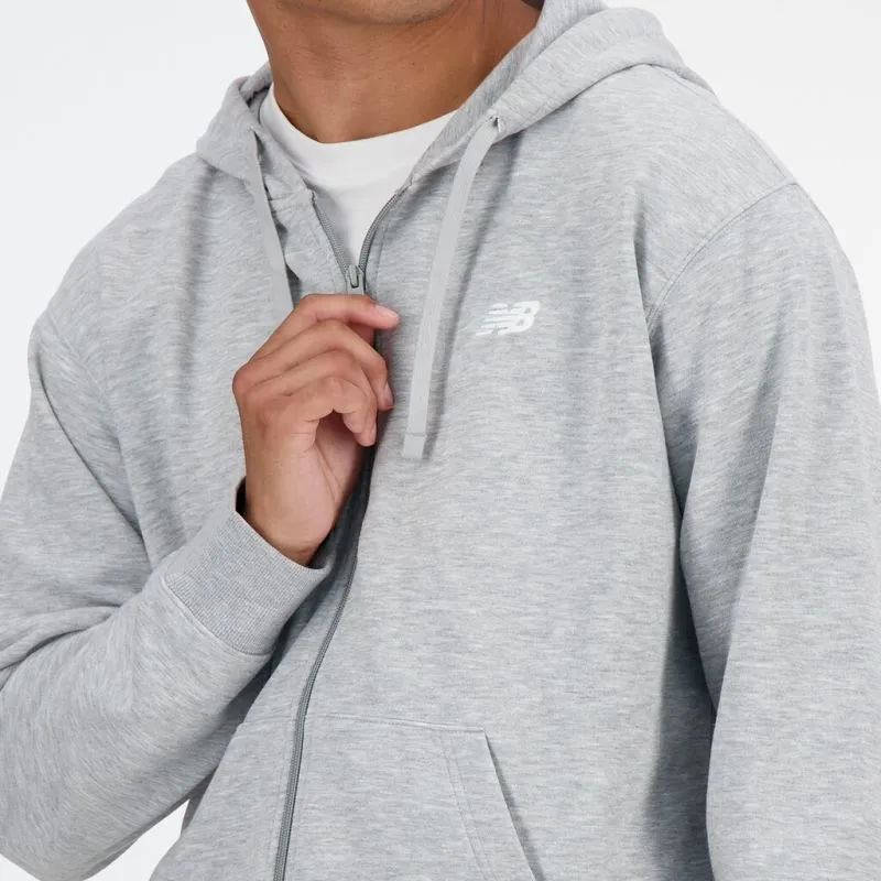 Athletic Grey New Balance Hoodie with zipper and hood. The NB logo is embroidered on the chest.