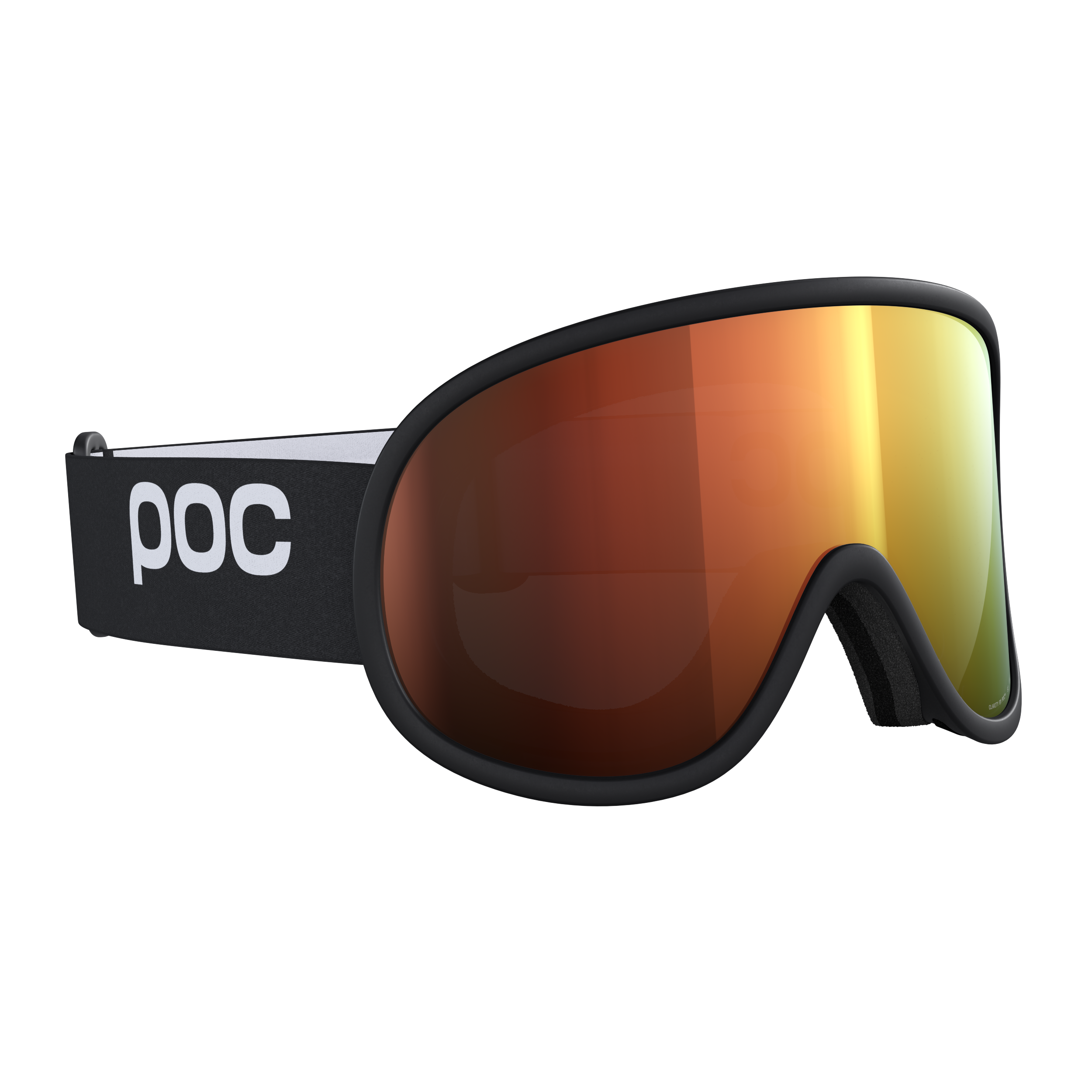 Lunettes de ski POC Retina noires avec lentille cylindrique orange, vue latérale.