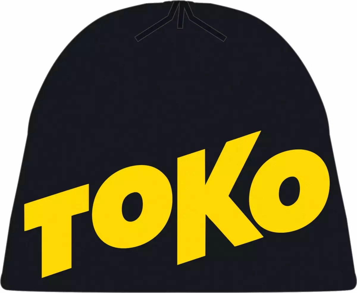 Schwarze Toko Promo Mütze mit gelbem, schrägem 'TOKO' Schriftzug.
