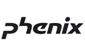 Phenix Schriftzug Schwarz Schwarzer, serifenloser "Phenix"-Schriftzug auf weißem Hintergrund. Die Buchstaben haben abgerundete Ecken und eine dynamische Form.