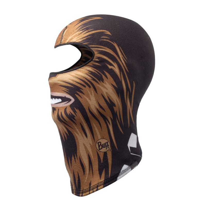 Braune Chewbacca Sturmmaske von Buff für Kinder, ohne Augenpartie mit hellem Zähnemuster.