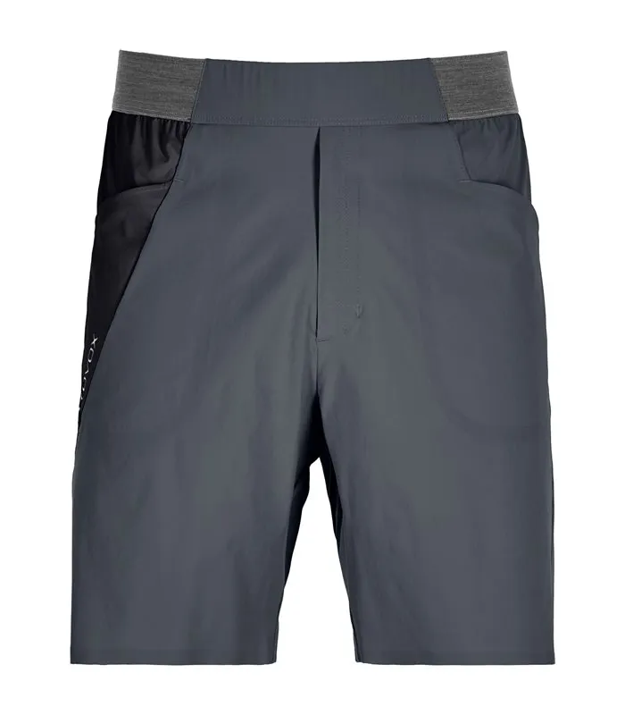 Short gris Piz Selva Light pour hommes de couleur acier, coupe courte, taille élastique grise et poches latérales.
