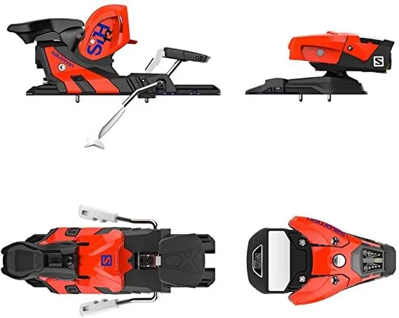 Attacchi da sci Salomon STH 13, da diverse prospettive, in rosso e nero.