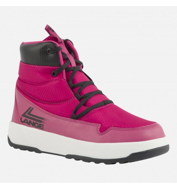 Pinke Retro Podium Schuhe Pinker Lange Podium Shoe mit schwarzer Schnürung und weißer Sohle. Retro-Design mit hohem Schaft und Logo.
