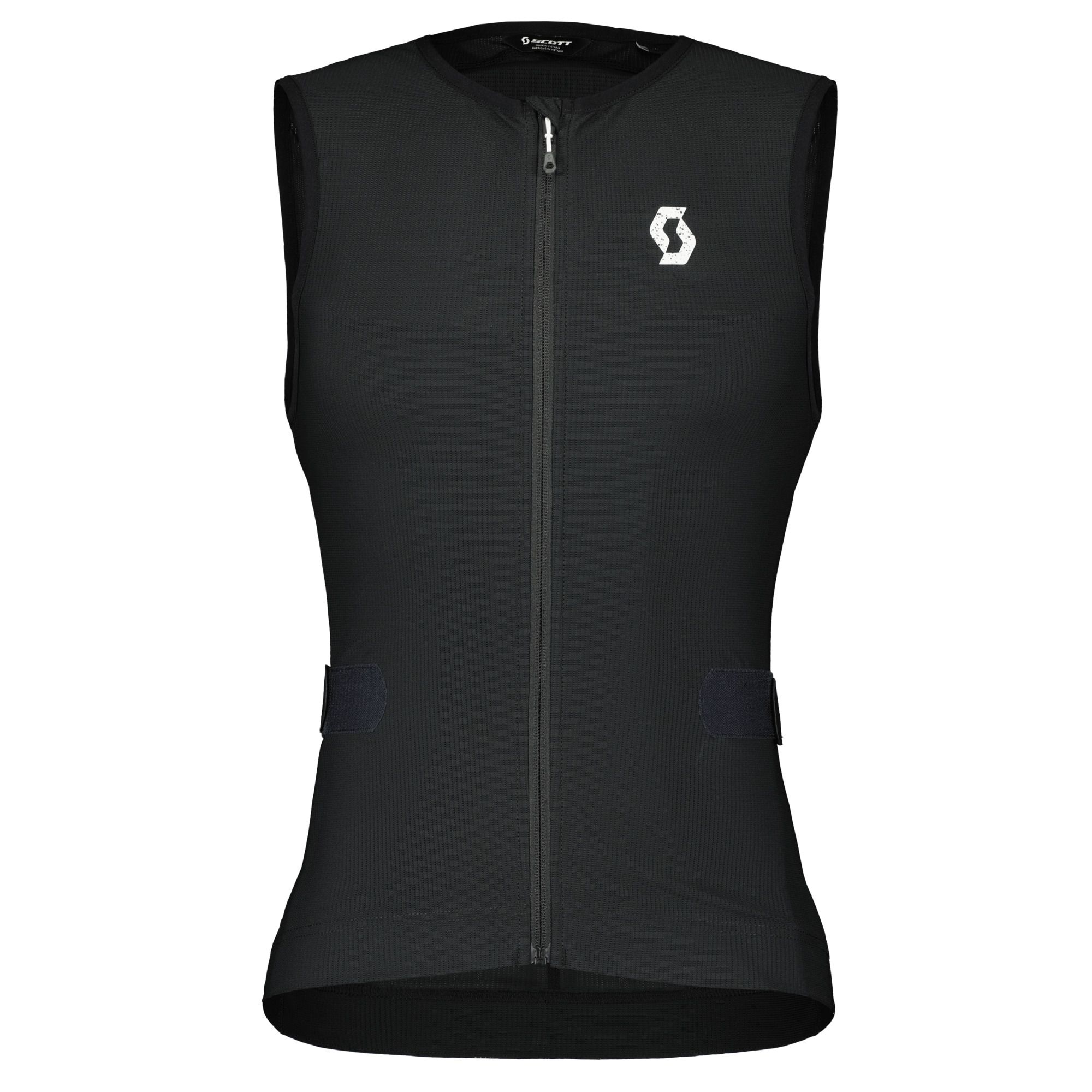 Scott Airflow Damenweste Schwarze Scott Airflow Frauenweste mit Reißverschluss und weißem Logo, ärmellos.