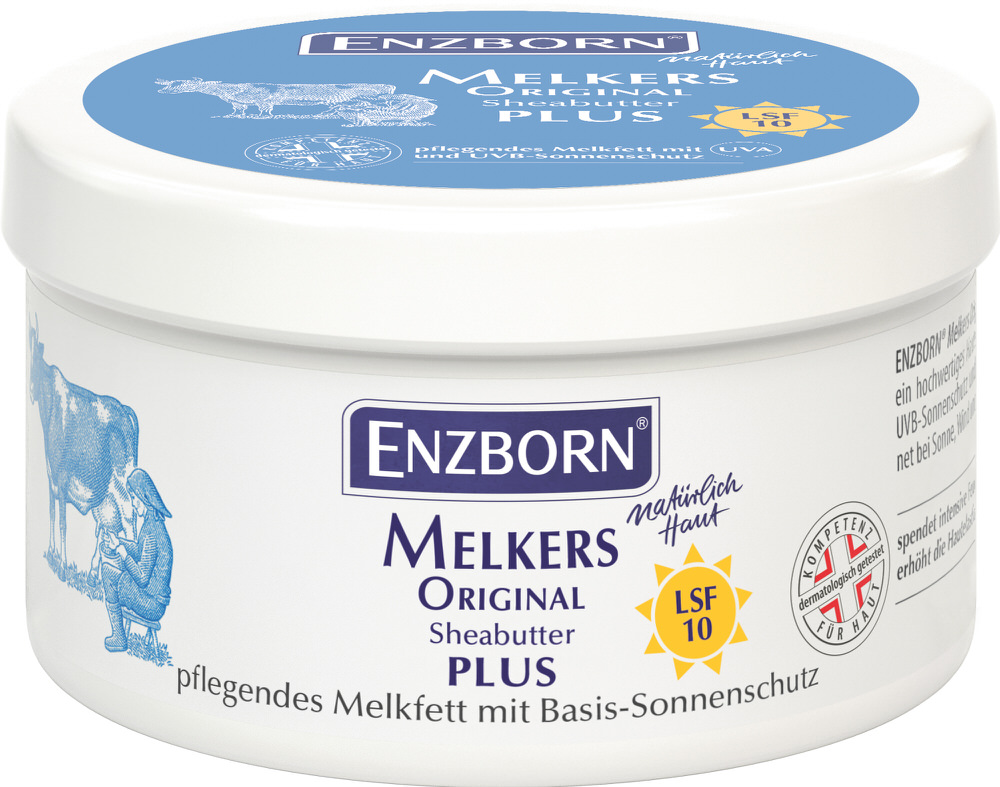 Pot de beurre de karité Melkers Original Premium avec motif de vache et protection solaire SPF 10.