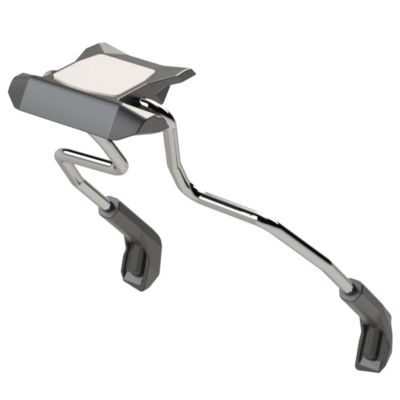 Detailansicht eines Fritschi Xenic Stopperbügels für Skibindungen, aus Metall und Kunststoff.
