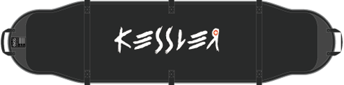 Kessler Boardcover Cross X in Grau mit weißem Logo und Tragegriffen.