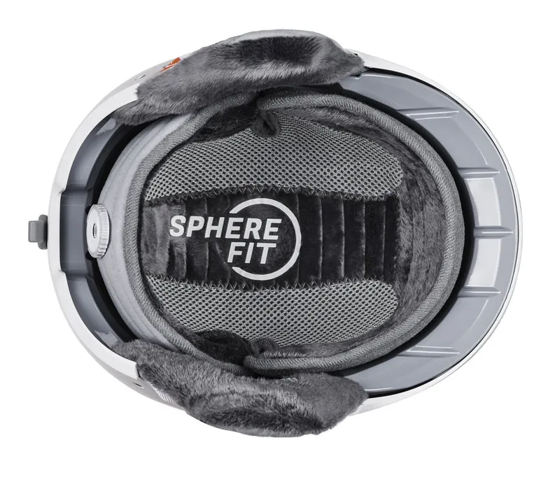 Vista interna di un casco Head Compact Pro bianco con sistema di regolazione Sphere Fit.