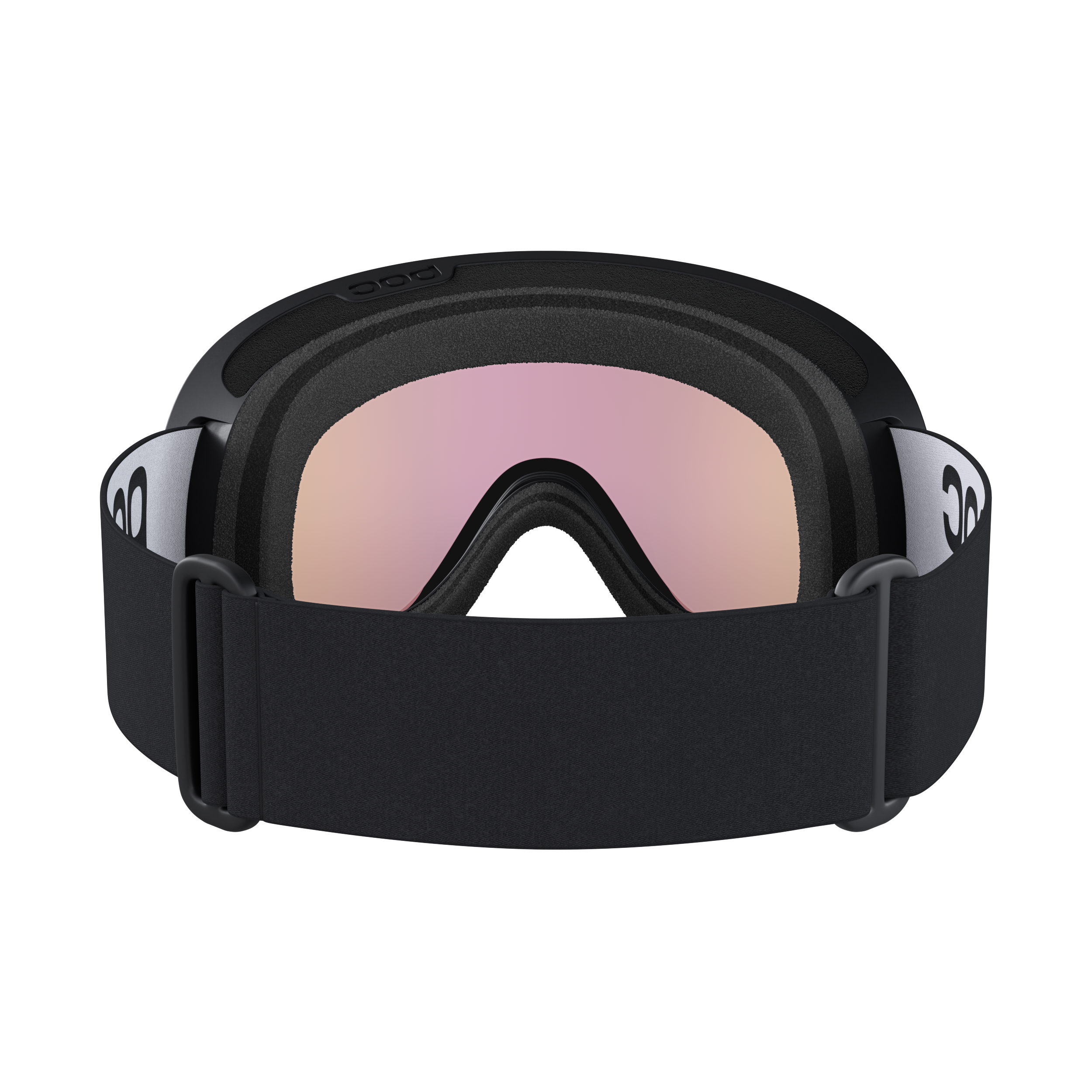 Vue frontale des lunettes de ski POC Retina en Uranium Black avec lentille Partly Sunny Orange.