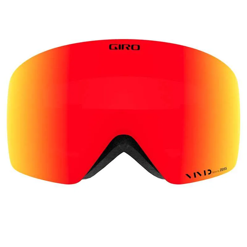 Giro Contact Vivid Goggle mit roter Scheibe und schwarzem Rahmen in Frontansicht.