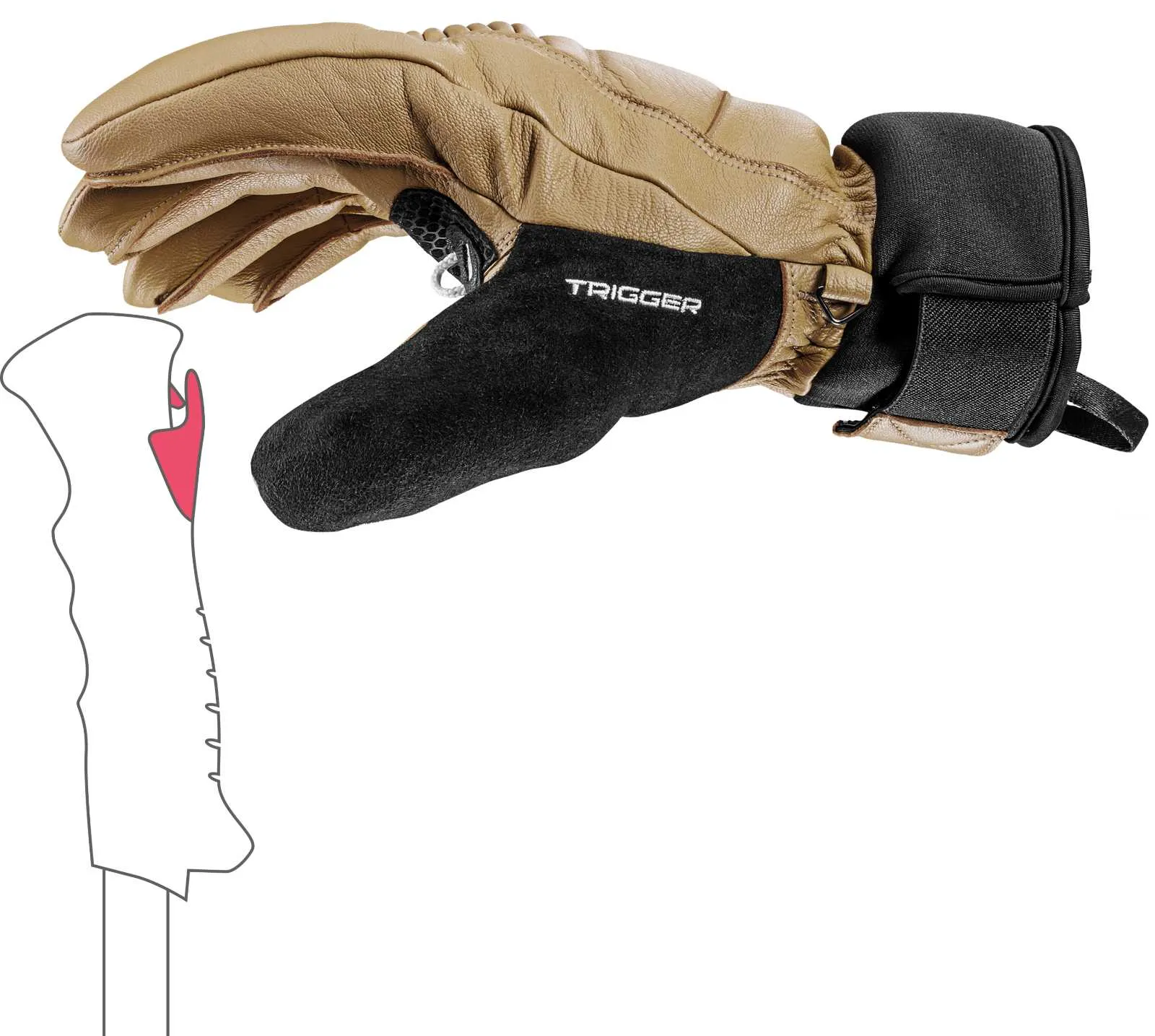 Leki Tyton Pro TR Ski Gloves Tan-Black View 3