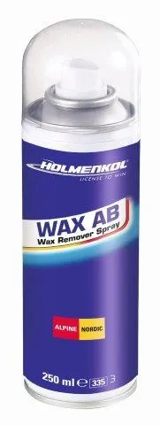 Holmenkol Wax remover spray, blue can with transparent lid. Text: "Wax Remover Spray", 250ml.